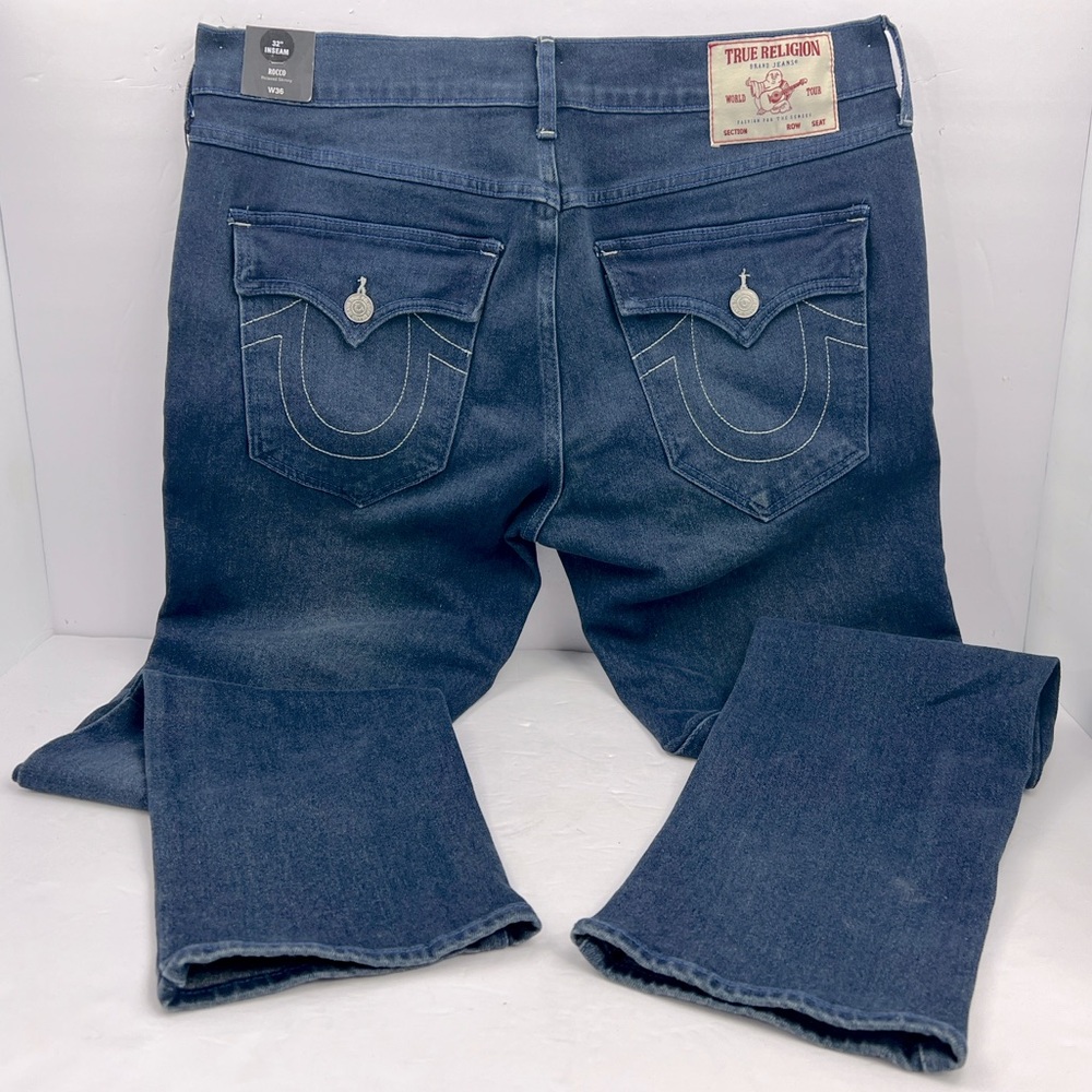 TRUE RELIGION JEANS, ROCCO RELAXED SKINNY, DARK SCORCHED, WASH,W 36, IN-SEAM 32 - Picture 6 of 16